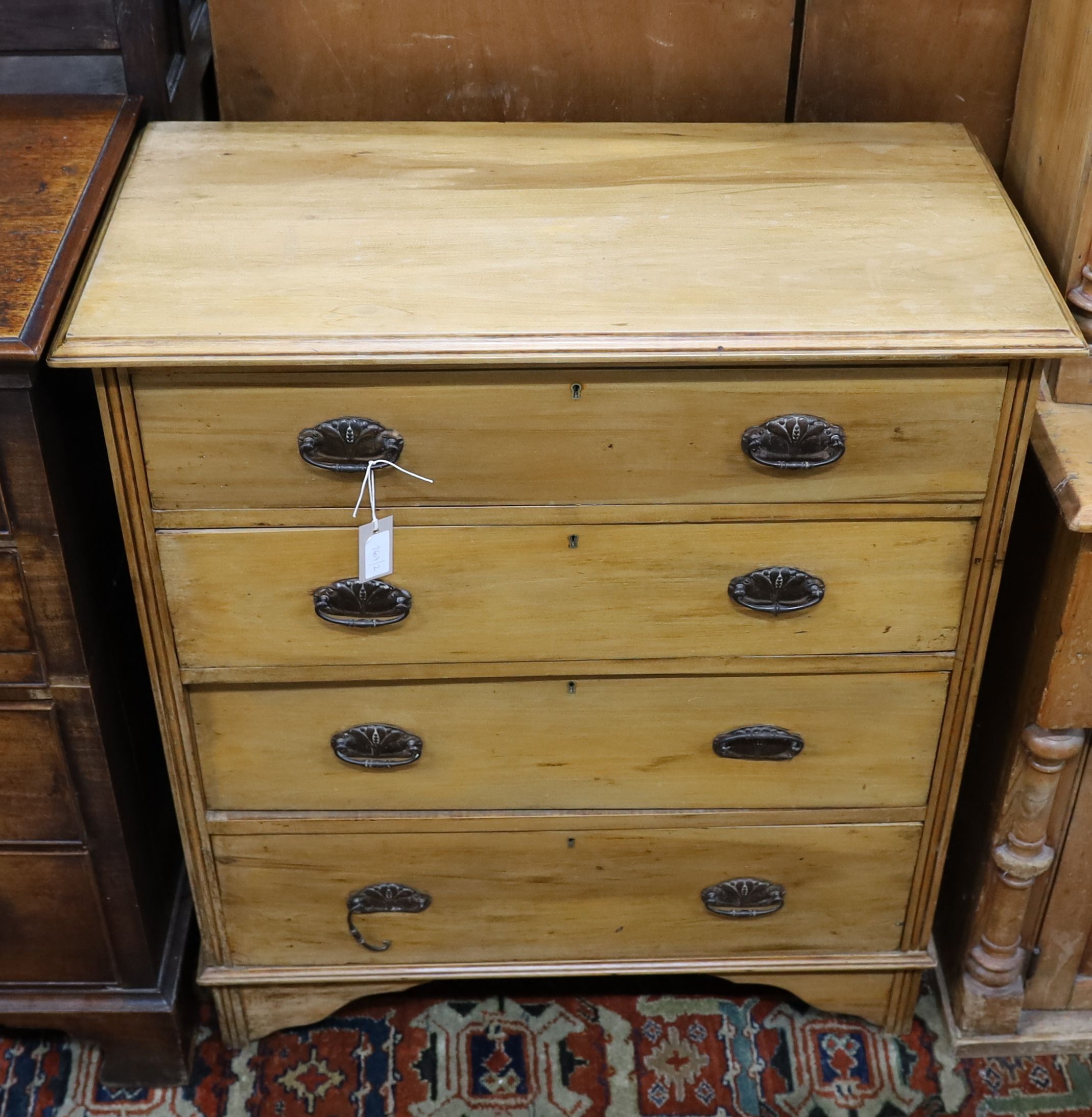 An Edwardian satin walnut chest, width 91cm, depth 45cm, height 104cm